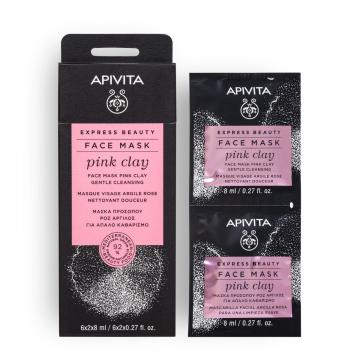 APIVITA - FACE MASK Pink Clay - Masque Visage Argile Rose nettoyant douceur 2x8ml