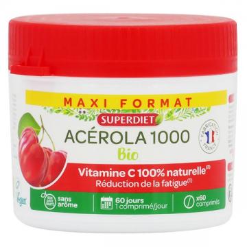 SUPERDIET - Ac&eacute;rola 1000 Bio -  60 comprim&eacute;s &agrave; croquer