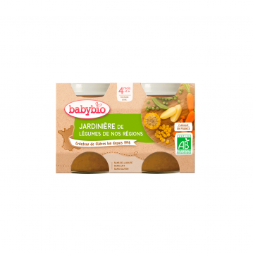 BABYBIO - Petits Pots Jardini&egrave;re de L&eacute;gumes  de nos R&eacute;gions 2x130g