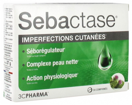 3C PHARMA - SEBACTASE - Imperfections cutanées 30 comprimés