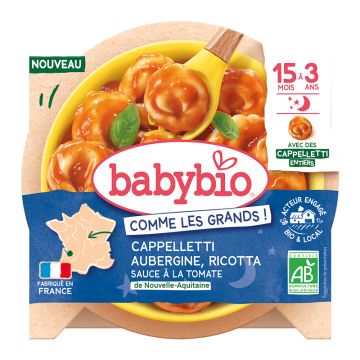 BABYBIO - Cappelletti Aubergine Ricotta Sauce à la tomate 190g