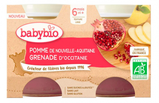 BABYBIO - Pot pomme grenade  2x130GR