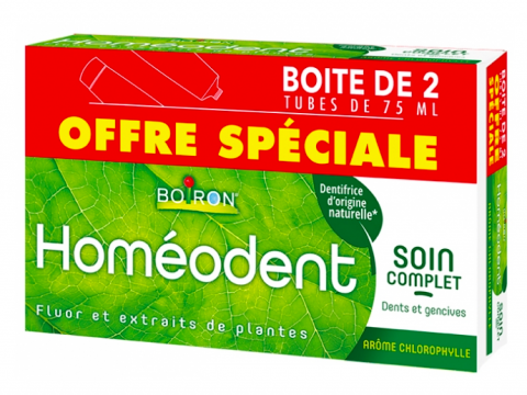 HOMEODENT - Soin complet dents et gencives lot de 2x75ml - Arôme : Chlorophylle