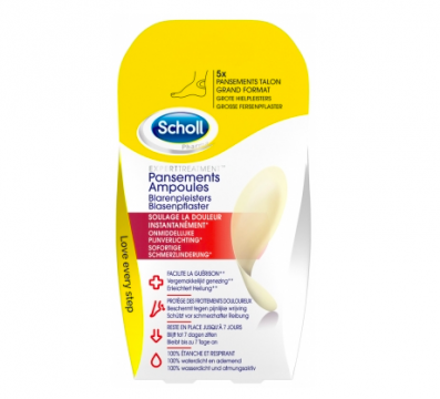 SCHOLL - Pansements ampoules talon grand format 5 pansements