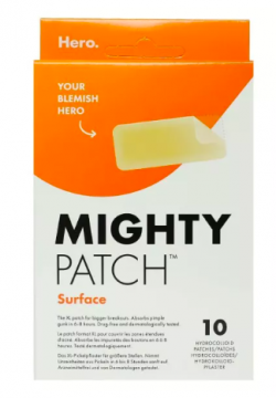 HERO - Mighty patch surface 10 patchs hydrocolloïdes anti-acné zones étendues