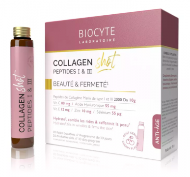 BIOCYTE - Collagen Shot Peptides I & III - Beaut&eacute; & Fermet&eacute; 10 fioles buvables 10 jours