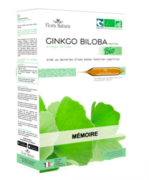 FLORA NATURA - Ginkgo Biloba Bio Mémoire 20 ampoules x 15ml