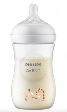 AVENT - Natural response biberon avec motif 260ml 1 mois et + - Mod&egrave;le : girafe