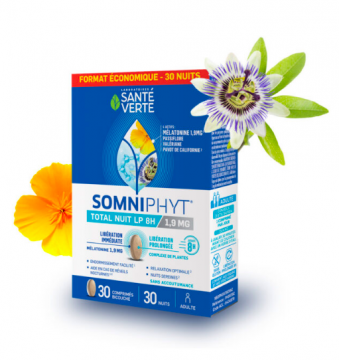 SANTE VERTE - Somniphyt - Total nuit LP 8h 1,9 mg 30 comprimés bicouche