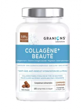 GRANIONS - Collag&egrave;ne+ beaut&eacute; 120 comprim&eacute;s &agrave; croquer - go&ucirc;t : chocolat