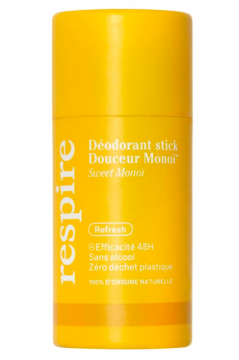 RESPIRE - Déodorant stick douceur monoï format carton bio 50g