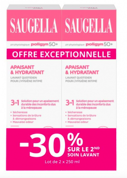 SAUGELLA - Poligyn 50+ soin lavant intime apaisant & hydratant m&eacute;nopause lot de 2 x 250 ml