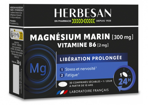 HERBESAN - Magn&eacute;sium et vitamine B6 lib&eacute;ration prolong&eacute;e 30 comprim&eacute;s