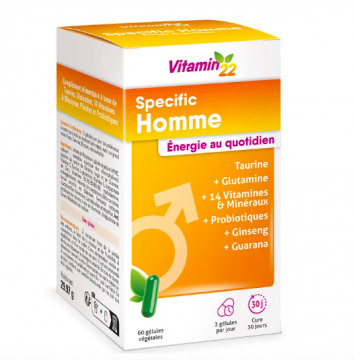 VITAMIN22 - Specific Homme - Action fortifiante anti fatigue 60 gélules