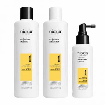 NIOXIN -  Kit System 1 - Soin Densifiant cheveux naturels et l&eacute;g&egrave;rement clairsem&eacute;s Chute Mod&eacute;r&eacute;e 350ml