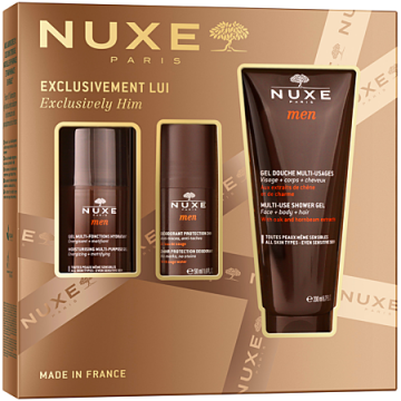 NUXE - Coffret Exclusivement Lui - 3 soins Gel Hydratant 50ml Gel Douche 200ml D&eacute;odorant 50ml