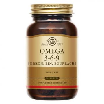 SOLGAR - Oméga 3-6-9 - Poisson, lin, bourrache 60 capsules