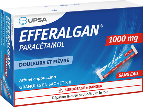 EFFERALGAN - PARACETAMOL 1000mg douleurs et fièvres goût capuccino 8 sticks