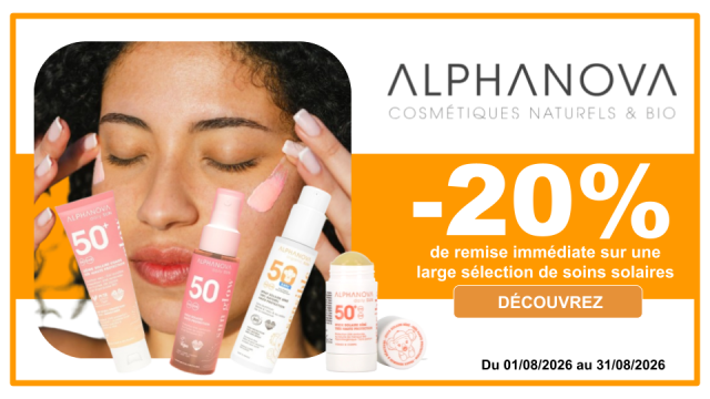 ALPHANOVA -20% de remise imm&eacute;diate sur une large s&eacute;lection de soins solaires