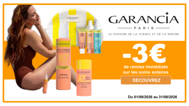 GARANCIA -3&euro; de remise imm&eacute;diate sur les soins solaires