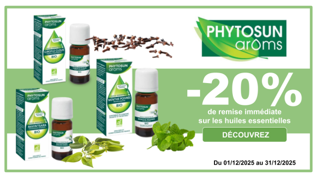 PHYTOSUN Arôms -20% de remise immédiate sur les huiles essentielles