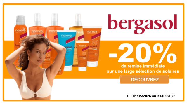 BERGASOL -20% de remise imm&eacute;diate, sur une large s&eacute;lection de solaires