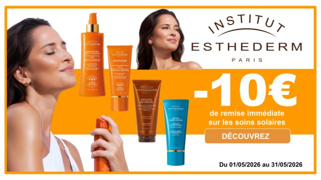 INSTITUT ESTHEDERM -10&euro; de remise imm&eacute;diate sur les soins solaires
