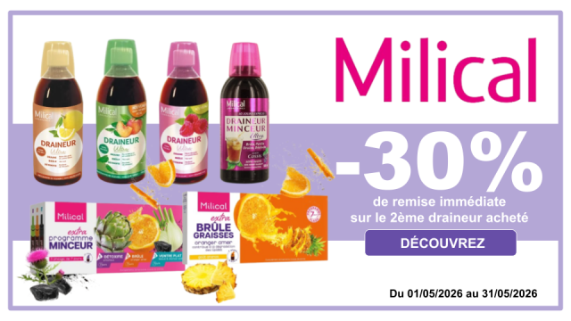 MILICAL -30% de remise imm&eacute;diate sur le 2&egrave;me dra&icirc;neur achet&eacute;, le moins cher des 2