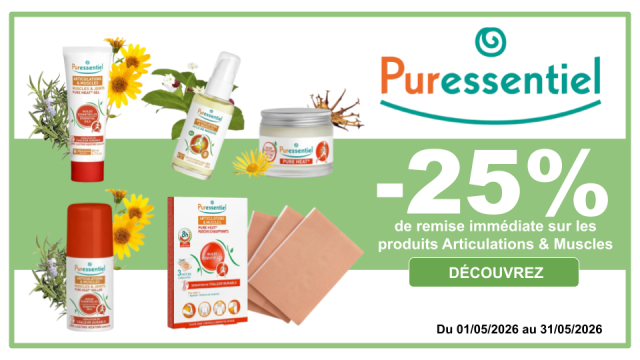 PURESSENTIEL -25% de remise immédiate sur les produits Articulations & Muscles