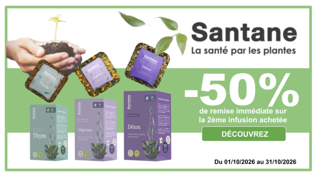 SANTANE -50% de remise imm&eacute;diate sur la 2&egrave;me infusion achet&eacute;e, la moins ch&egrave;re des 2