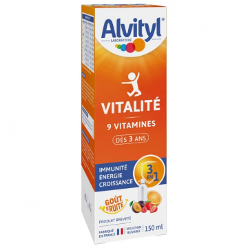 ALVITYL - Vitalit&eacute; - Solution Buvable Multivitamin&eacute;e - 9 Vitamines - D&egrave;s 3 ans, 150ml