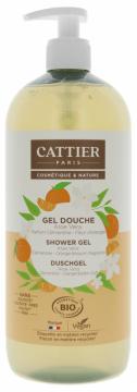 CATTIER - Gel douche aloe vera parfum cl&eacute;mentine fleur d'oranger bio 1L