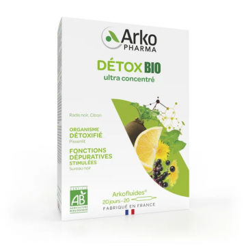 ARKOPHARMA - ARKOFLUIDES - Détox Bio ultra concentré - organisme détoxifié  fonctions dépuratives stimulées 20 ampoules