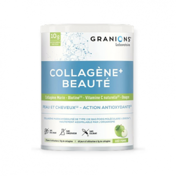 GRANIONS - Collag&egrave;ne + Beaut&eacute; 10g Peau et Cheveux go&ucirc;t pomme  220g