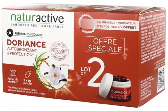 NATURACTIVE - DORIANCE autobronzant & protection lot de 2 x 30 capsules + bracelet offert