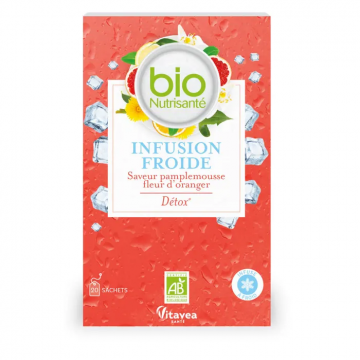 NUTRISANTE - Infusion Froide Bio - Saveur Pamplemousse Fleur d'oranger D&eacute;tox 20 sachets