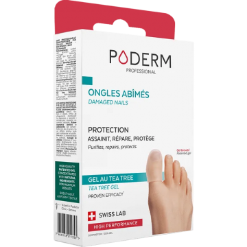 PODERM - ONGLES ABIMES PROTECTION - 2 capuchons taille S au gel Tea Tree