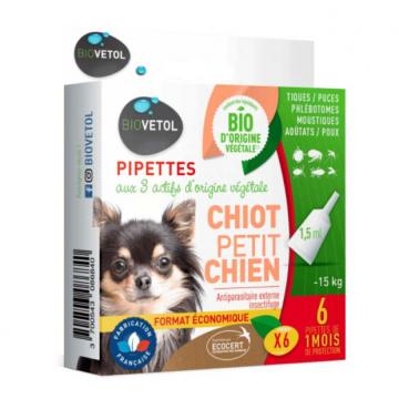 VETOBIOL - Pipettes Chiot Petit Chien bo&icirc;te de 6